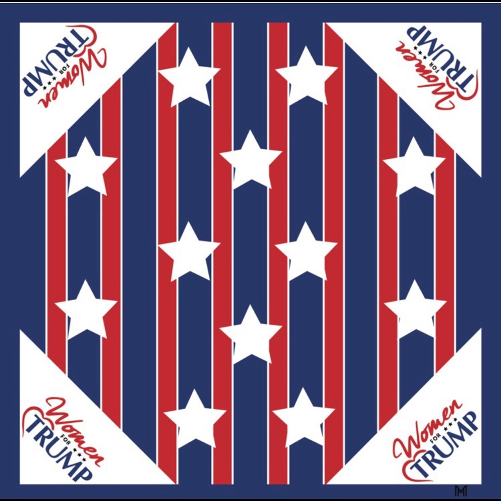 Red white and blue Women for Trump striped scarf